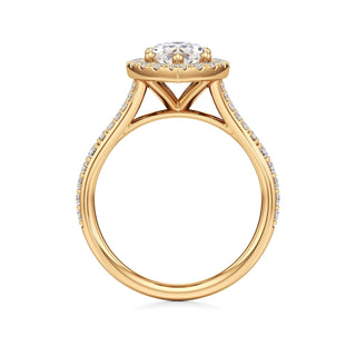 Split Prong Set Halo Round Engagement Ring