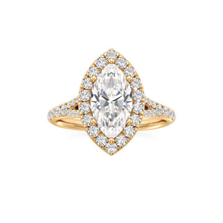 Split Prong Set Halo Round Engagement Ring