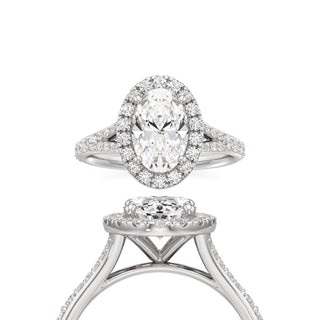 Split Prong Set Halo Round Engagement Ring