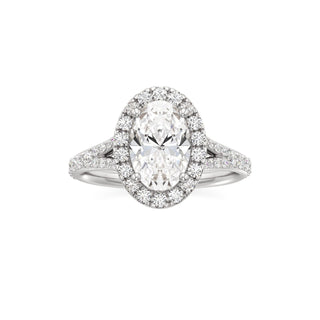Split Prong Set Halo Round Engagement Ring
