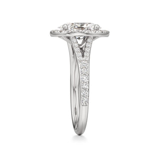Split Prong Set Halo Round Engagement Ring