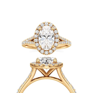Split Prong Set Halo Round Engagement Ring