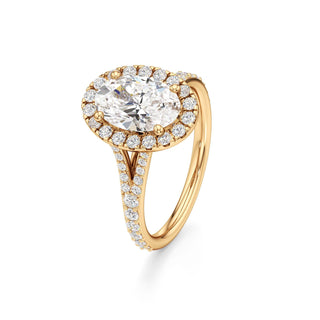 Split Prong Set Halo Round Engagement Ring