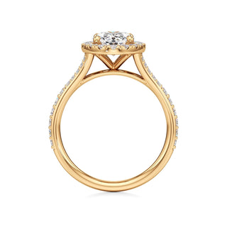 Split Prong Set Halo Round Engagement Ring