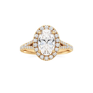 Split Prong Set Halo Round Engagement Ring