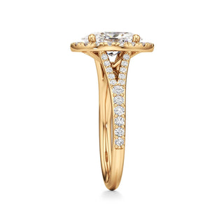 Split Prong Set Halo Round Engagement Ring