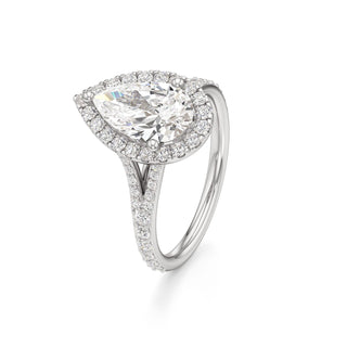 Split Prong Set Halo Round Engagement Ring