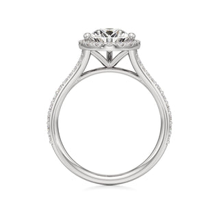 Split Prong Set Halo Round Engagement Ring