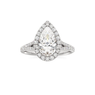 Split Prong Set Halo Round Engagement Ring