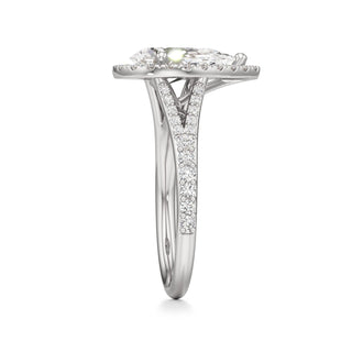Split Prong Set Halo Round Engagement Ring