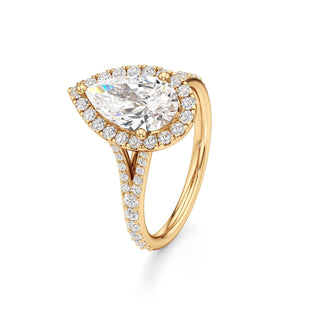 Split Prong Set Halo Round Engagement Ring