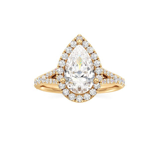 Split Prong Set Halo Round Engagement Ring