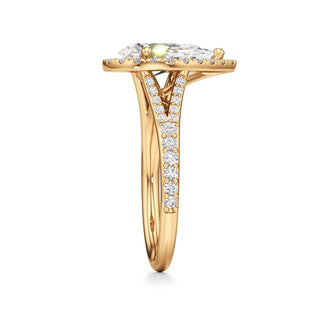 Split Prong Set Halo Round Engagement Ring