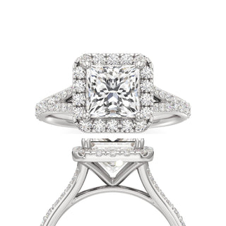 Split Prong Set Halo Round Engagement Ring