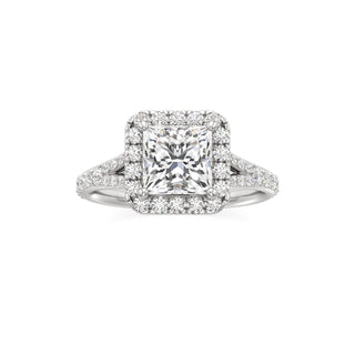 Split Prong Set Halo Round Engagement Ring