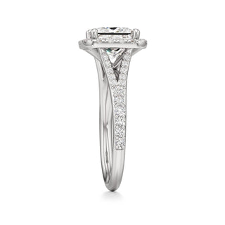 Split Prong Set Halo Round Engagement Ring