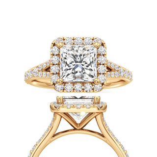 Split Prong Set Halo Round Engagement Ring