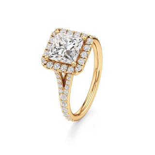 Split Prong Set Halo Round Engagement Ring