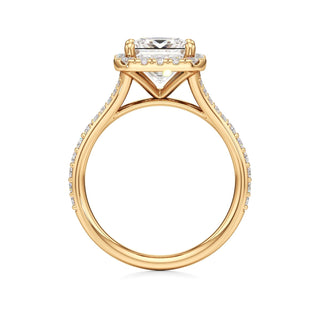 Split Prong Set Halo Round Engagement Ring