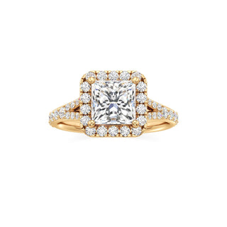Split Prong Set Halo Round Engagement Ring
