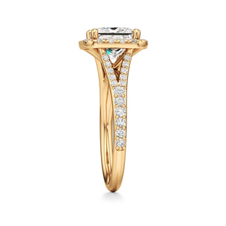 Split Prong Set Halo Round Engagement Ring