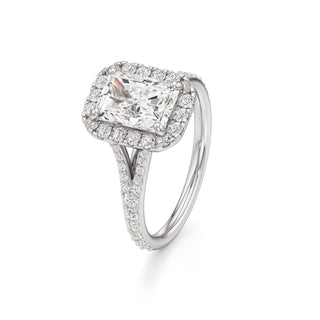 Split Prong Set Halo Round Engagement Ring
