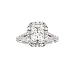 Split Prong Set Halo Round Engagement Ring