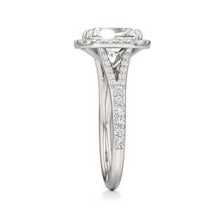 Split Prong Set Halo Round Engagement Ring