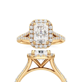 Split Prong Set Halo Round Engagement Ring