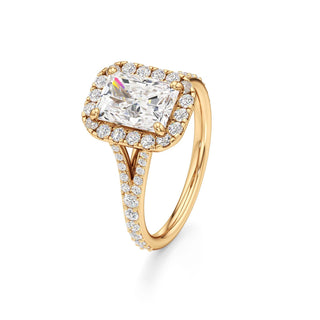 Split Prong Set Halo Round Engagement Ring