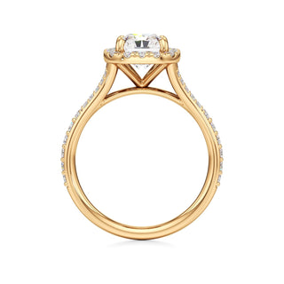 Split Prong Set Halo Round Engagement Ring