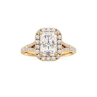 Split Prong Set Halo Round Engagement Ring