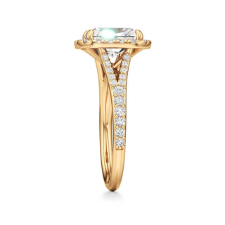 Split Prong Set Halo Round Engagement Ring