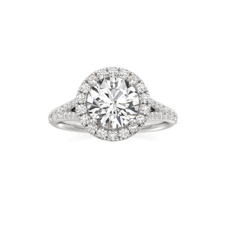 Split Prong Set Halo Round Engagement Ring