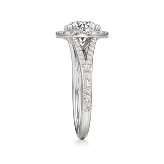 Split Prong Set Halo Round Engagement Ring