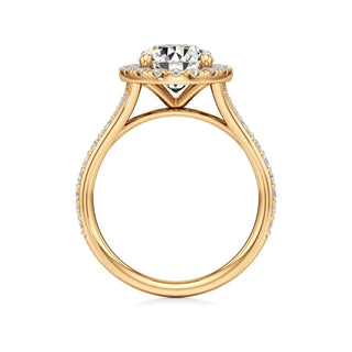 Split Prong Set Halo Round Engagement Ring