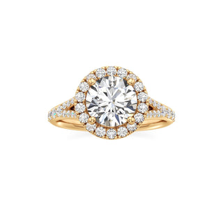 Split Prong Set Halo Round Engagement Ring
