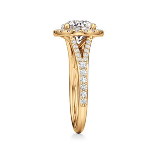 Split Prong Set Halo Round Engagement Ring
