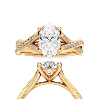 Twist Channel Set Basket Emerald Engagement Ring