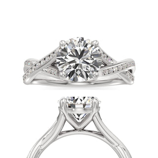 Twist Channel Set Basket Emerald Engagement Ring