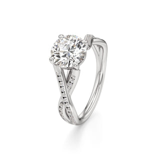 Twist Channel Set Basket Emerald Engagement Ring