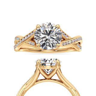 Twist Channel Set Basket Emerald Engagement Ring