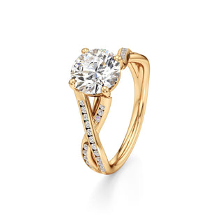 Twist Channel Set Basket Emerald Engagement Ring