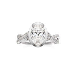 Twist Channel Set Bezel Emerald Engagement Ring
