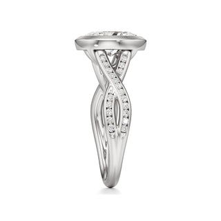 Twist Channel Set Bezel Emerald Engagement Ring