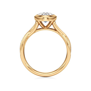 Twist Channel Set Bezel Emerald Engagement Ring