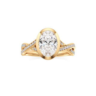 Twist Channel Set Bezel Emerald Engagement Ring