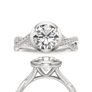 Twist Channel Set Bezel Pear Engagement Ring