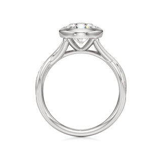 Twist Channel Set Bezel Emerald Engagement Ring