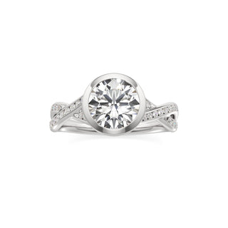 Twist Channel Set Bezel Emerald Engagement Ring